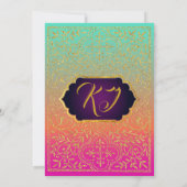 Mandarine Aqua Bollywood Einladung (Rückseite)