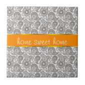 Mandarine Black Paisley Fliese (Vorderseite)