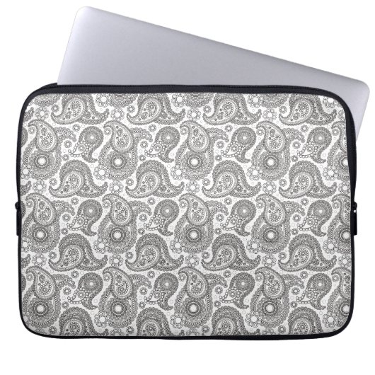 Mandarine Black Paisley Laptopschutzhülle (Vorderseite)