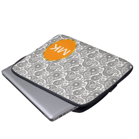 Mandarine Black Paisley Laptopschutzhülle (Vorne Knopf)