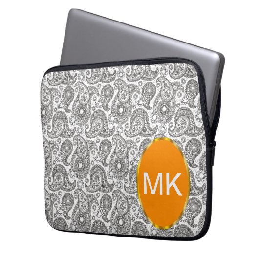 Mandarine Black Paisley Laptopschutzhülle (Vorderseite Links)