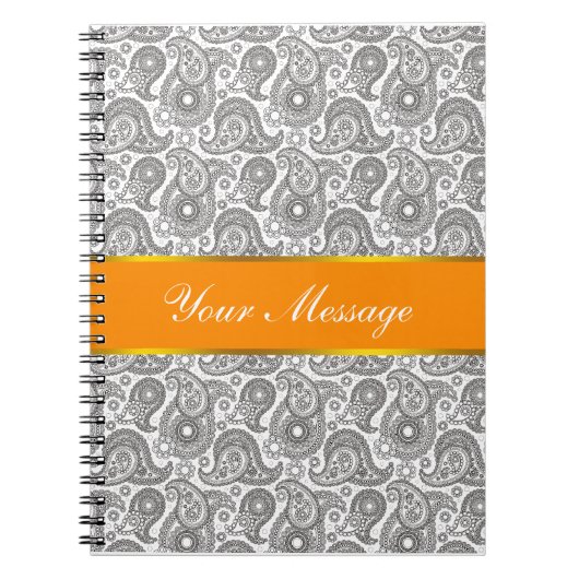 Mandarine Black Paisley Notizblock (Vorderseite)