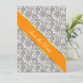 Mandarine Black Paisley Save The Date (Stehend Vorderseite)