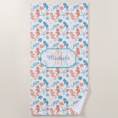 Mandarine Blue Nautic Monogram Strandtuch (Vorderseite)