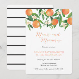 Mandarine Charcoal Manis Mimosas Bridal Luncheon Einladung