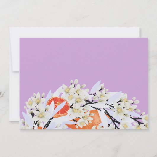 Mandarine Citrus Botanical Wreath Floral Neue Zuha Ankündigung (Rückseite)