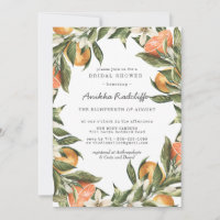 Mandarine Citrus Greenery Bridal Dusche Einladung