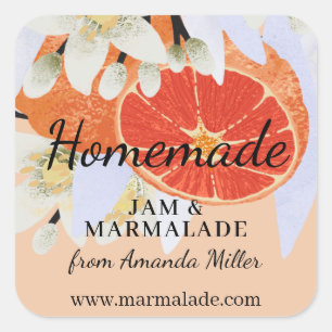 Mandarine Citrus Homemade Business Botanisch Quadratischer Aufkleber