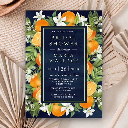 Mandarine Citrus Orange Foto Brautparty Einladung