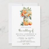 Mandarine Citrus Orange Mason Jar QR Code Hochzeit Einladung (Vorderseite)