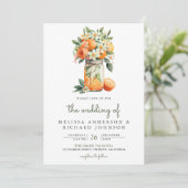 Mandarine Citrus Orange Mason Jar QR Code Hochzeit Einladung (Stehend Vorderseite)