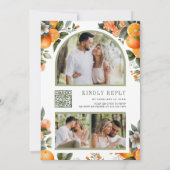 Mandarine Citrus Orange Mason Jar QR Code Hochzeit Einladung (Rückseite)
