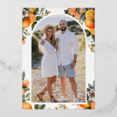 Mandarine Citrus Orange Mason Jar Wedding Gold Folieneinladung (Rückseite)