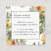 Mandarine Citrus Orchard Boho Botanical Quadratische Visitenkarte (Rückseite)