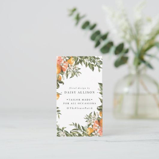 Mandarine Citrus Orchard Boho Botanical Visitenkarte (Stehend Vorderseite)