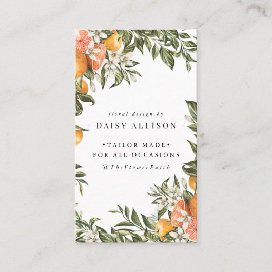 Mandarine Citrus Orchard Boho Botanical Visitenkarte (Vorderseite)