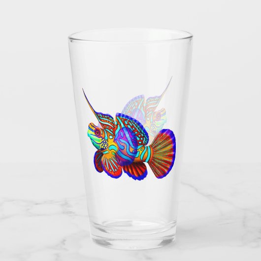 Mandarine Dragonet Riff-Fisch-Glas-Trommel Glas (Rückseite)