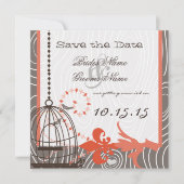 Mandarine Driftwood Wood Grain Bird Cage Einladung (Vorderseite)