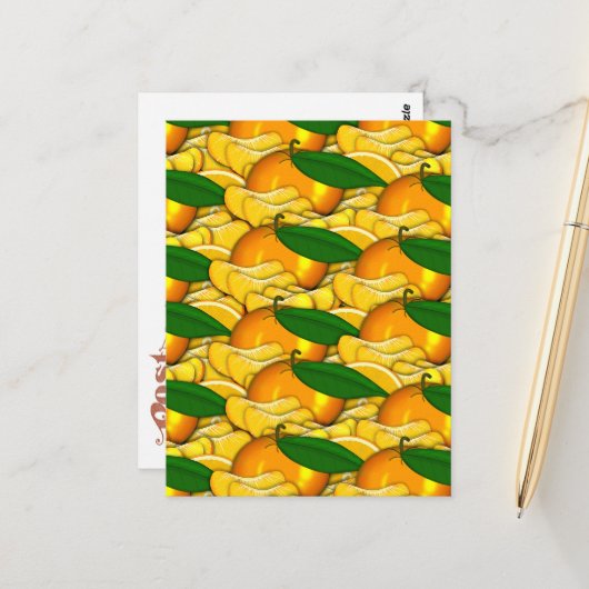Mandarine eines Sommermusters Postkarte (Vorderseite/Rückseite Beispiel)