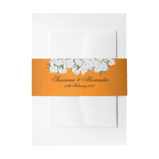 Mandarine Elegance Botanische Hochzeit Einladungsbanderole (Vorderseite Beispiel)
