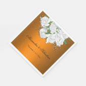 Mandarine Elegance und White Roses Hochzeit Serviette (Ecke)
