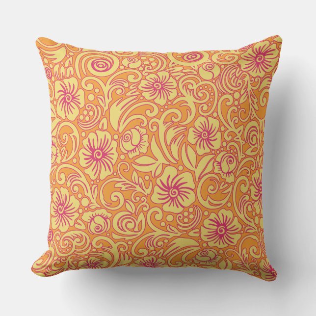 Mandarine Floral Dream Pattern Pillow Kissen (Vorderseite)