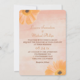 Mandarine Floral Watercolor Hochzeit Einladung