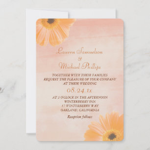 Mandarine Floral Watercolor Hochzeit Einladung