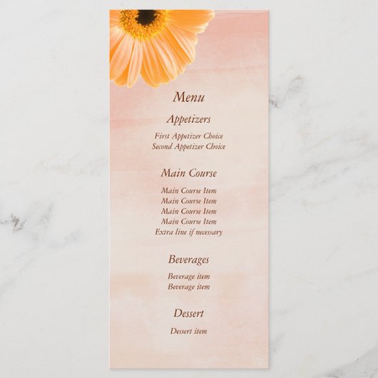 Mandarine Floral Wedding Menu Menükarte (Vorderseite)
