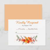 Mandarine Floral Wreath Wedding RSVP Karte (Vorne/Hinten)
