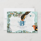 Mandarine Gelb und Schwarz Art Deco Inspiriert Vög Einladung (Rückseite)