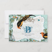 Mandarine Gelb und Schwarz Art Deco Inspiriert Vög RSVP Karte (Rückseite)