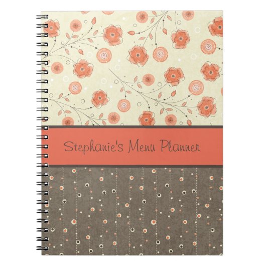 Mandarine Grau Blume Personalisiert Notebook Notizblock (Vorderseite)