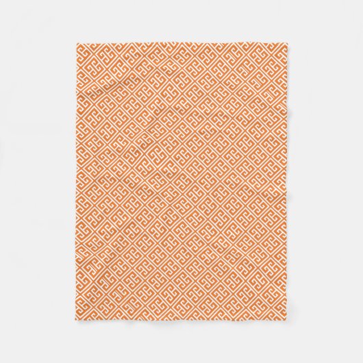 Mandarine Griechisches Schlüsselmuster Fleecedecke (Vorderseite)