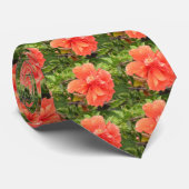 Mandarine Hawaiianische Hibiskus Krawatte (Gerollt)