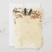 Mandarine Herbstlaub Vintag Bird Wedding Einladung (Rückseite)