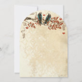 Mandarine Herbstlaub Vintag Bird Wedding Einladung (Rückseite)