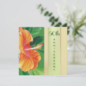 Mandarine Hibiskus 50. Hochzeitstag Einladung (Stehend Vorderseite)