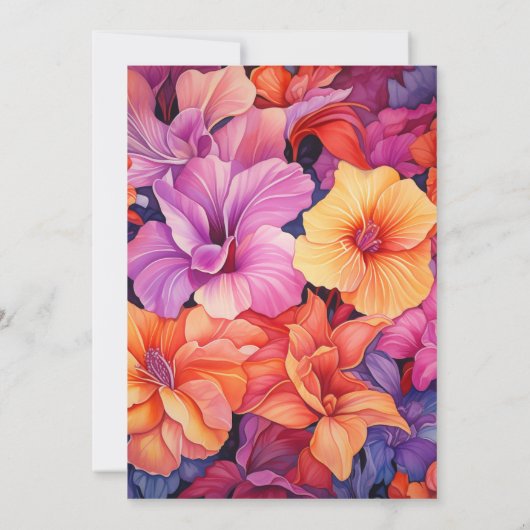 Mandarine, Hot-Pink & Royal Lila Blumenhochzeit Einladung (Rückseite)