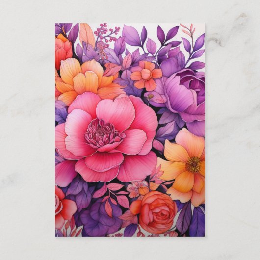 Mandarine, Hot-Pink & Royal Lila Guest Details Begleitkarte (Rückseite)