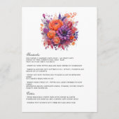 Mandarine, Hot-Pink & Royal Lila Menükarte (Rückseite)