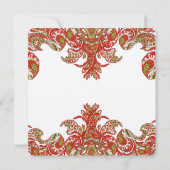 Mandarine Limone Vintage PfauenDamaskadenhochzeit Einladung (Rückseite)