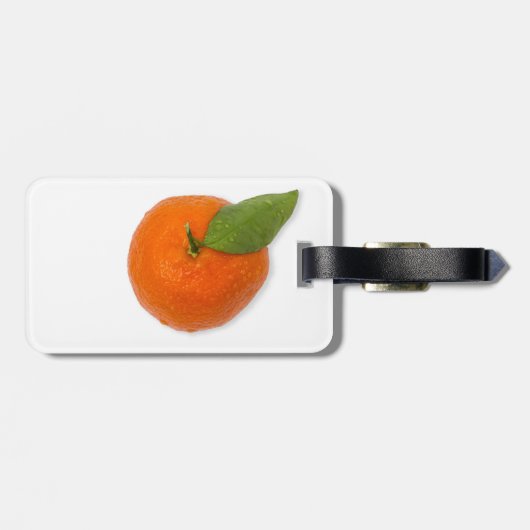 Mandarine mit grünem Blattblättriger Mandarine Gepäckanhänger (Rückseite horizontal)