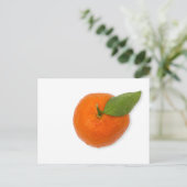 Mandarine mit grünem Blattblättriger Mandarine Postkarte (Stehend Vorderseite)