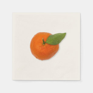 Mandarine mit grünem Blattblättriger Mandarine Serviette