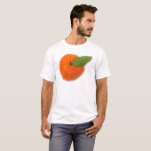 Mandarine mit grünem Blattblättriger Mandarine T-Shirt (Vorne ganz)