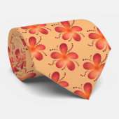 Mandarine Moderne Blume Muster Krawatte (Gerollt)
