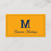Mandarine Moderne Personalisierte Initialen Buchst Visitenkarte (Vorderseite)