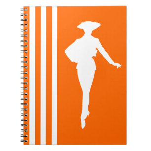 Mandarine Moderne Streifen mit Mode-Silhouette Notizblock