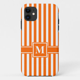 Mandarine Moderner Streifen mit Monogramm Case-Mate iPhone Hülle